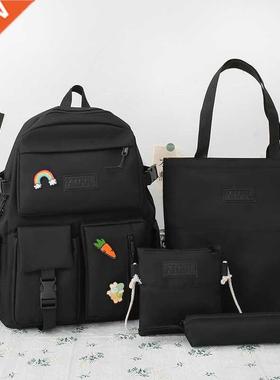 4 Pcs Sets Schoolbags For Teenage Girls Women Backpack Scho