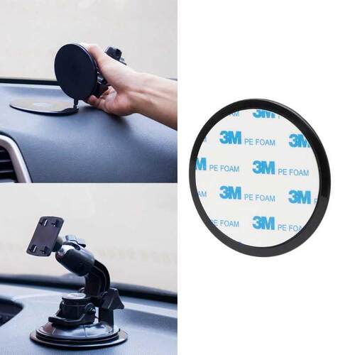 1pc 78mm Round Black Car Dashboard Suction Cup Mount Base Ad