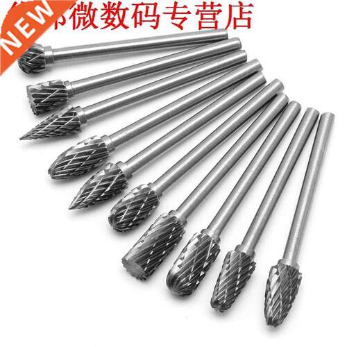 10Pc 1/8 6mm Tungsten Carbide Cutter Rotary Burr Set CNC En