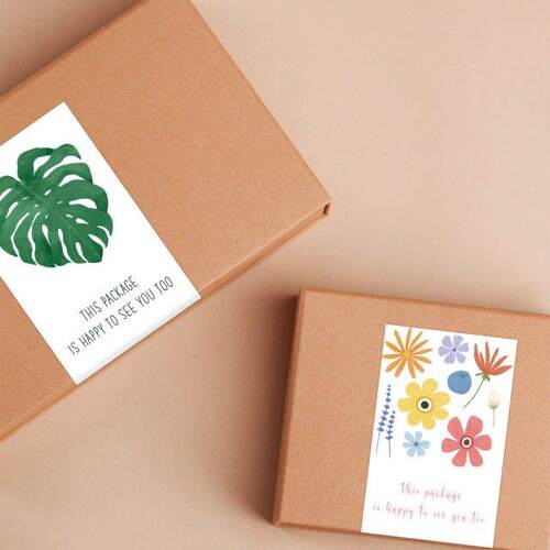 10-50pcs Green Leaf Rectangular Stcker Packagng Supples G