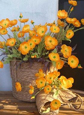 Artificial Flowers Poppy Silk Flowers Long Stem Housewarming