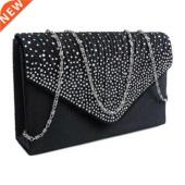 Large Ladies Evening Satin Clut Bague Diamante Femme