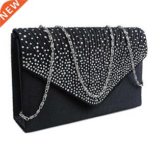 Bague Femme Ladies Large Evening Satin Diamante Ladies Clut