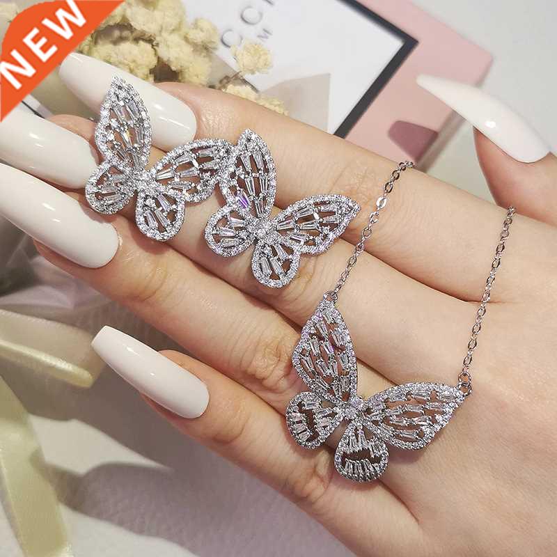 2pcs Pack 2022 New Luxury Butterfly silver color bride Dubai