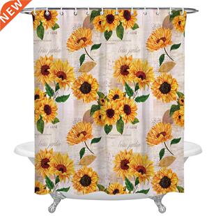 Sunflower Old Newspaper Background Shower Curtain