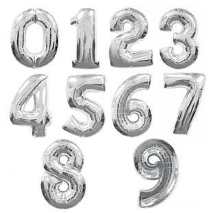 32 Inch Silver Gold Foil Number Balloons Digital Globos
