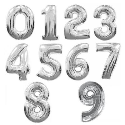 32 Inch Silver Gold Foil Number Balloons Digital Globos