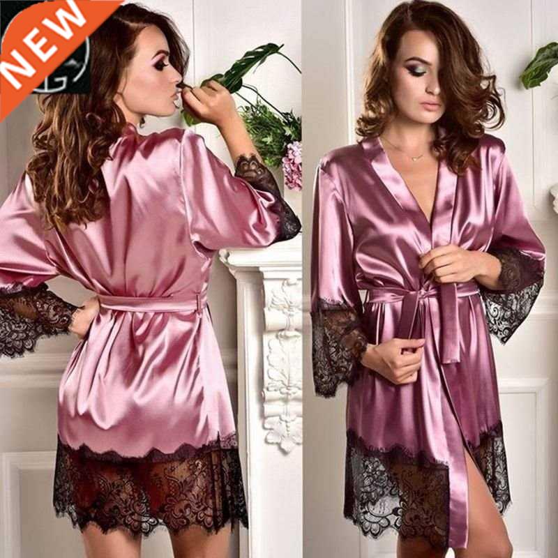 Robe Satin Silk Babydoll Lace Dress Linerie Autumn Clothes