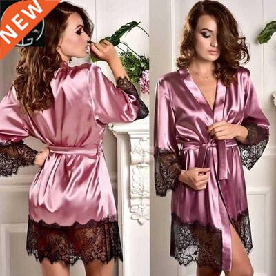 Robe Satin Silk Babydoll Lace Dress Linerie Autumn Clothes