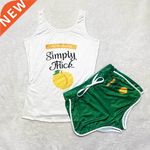 Women's Shorts Fitness Two Piece Set Shoulder Crop Top Slim