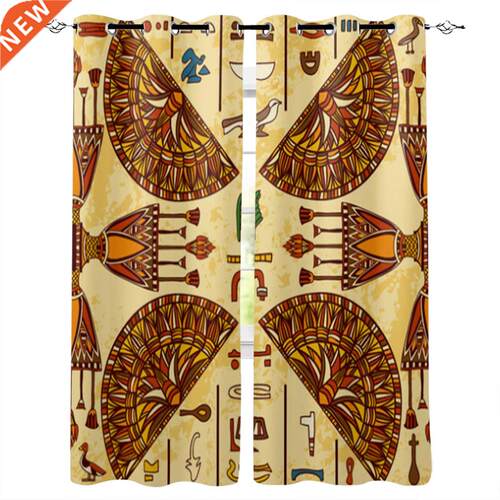 Ancient Egyptian Hieroglyphs Window Curtains for Living