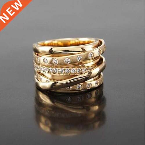 Gold wound multi-layer diamond ring SIZE 6-11