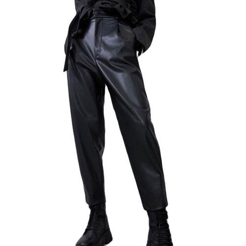 2021 New Fashion Autumn Winter Women High Waist Black Faux L