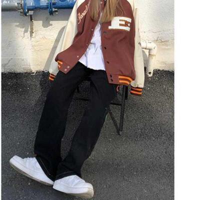 Brown Jacket Baseball Bomber Female Men Zip Up Jacket Women