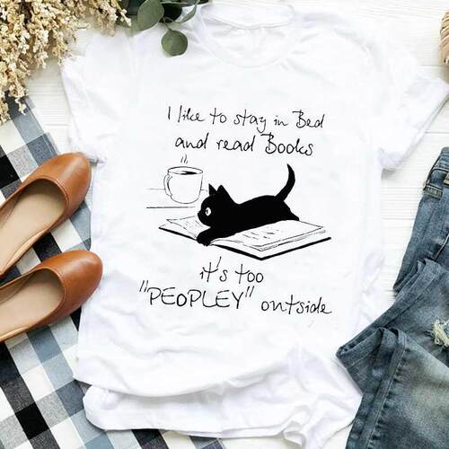 Women Lady Cartoon Cat Coffee Life Pet Cute Trend Fashion Pr