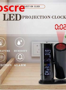 Projection Alarm Clock For Bedrooms With Temperature Humidit