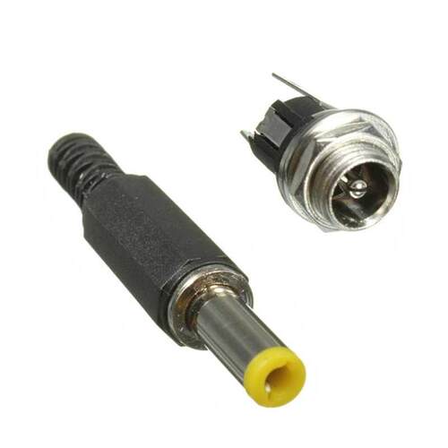 Metal Panel Mount Socket Pair 2.1mm x 5.5mm Male Female Jack