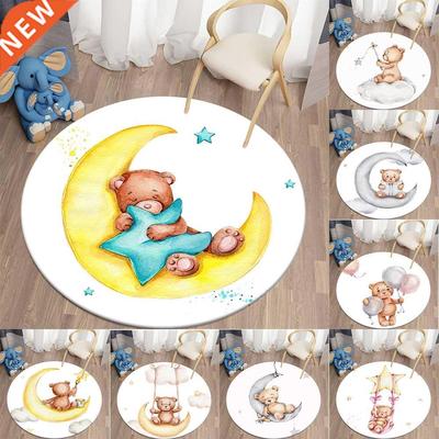 Cartoon Bear Print Children Carpet Kawaii Area Rugs Round Ca