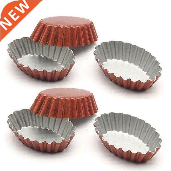 6 pcs Reusable ainless eel Cupcake Egg Tart Mold Cookie