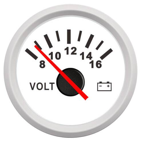 52 mm Marine Voltmeter Volt Meter Gauge 8-16 Volts 16-2 Vol