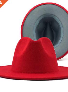 60CM red with gray Bottom Patchwork Panama Wool Felt Jazz Fe