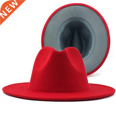 60CM red with gray Bottom Patchwork Panama Wool Felt Jazz Fe