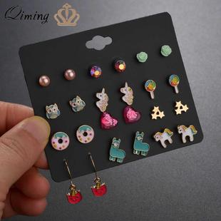 12 Pairs Lovely Baby Earrings Set For Women Kids Everyday C