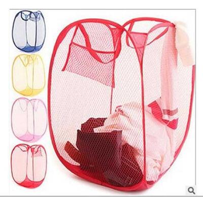 1pc Solid Storage Foldable Light Laundry Basket Travel Mesh