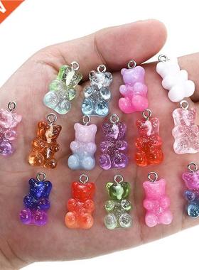 50Pcs Crystal Candy Bear Pendant Charms for Necklace Bracele