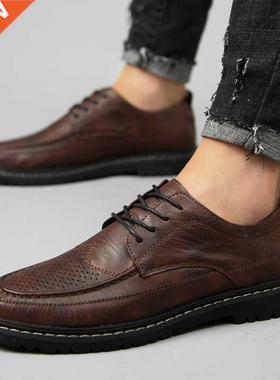 2022 New Men's Quality Leather Shoes British Business lace u