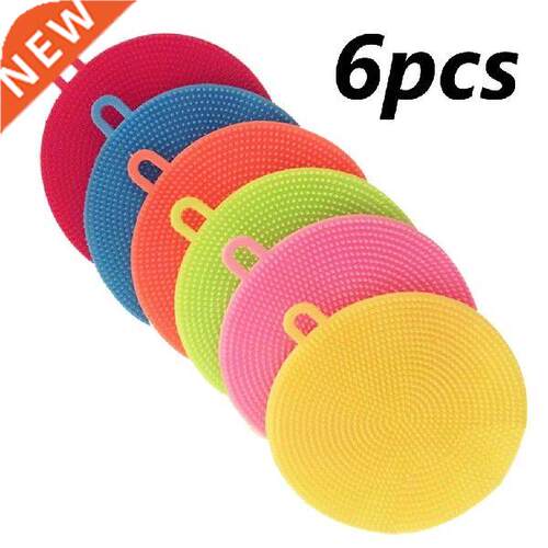 6Pcs Silicone Cleaning Brushes Soft Silicone Scouring Pad