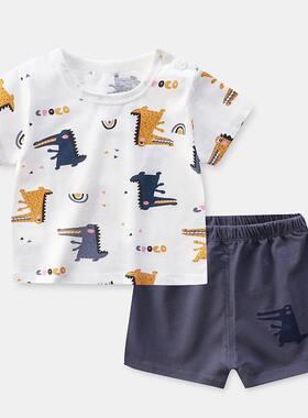 Summer Kids Boy Clothes Fashion Caryoon Dinasaur Tracksuit T