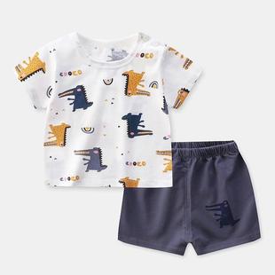 Summer Kids Boy Clothes Fashion Caryoon Dinasaur Tracksuit T