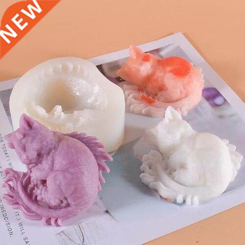 3D Kitten Silicone Candle Mold Cute Cat Shape  Handmade