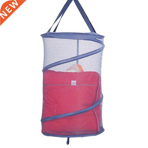 Mesh Lundry Hmper Foldble Storge Bsket with Hndles