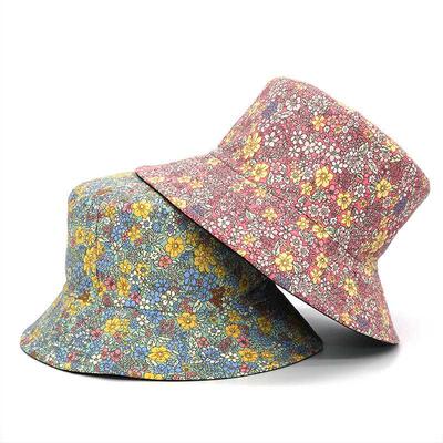 2021 Fashion Floral Print Bucket Hat Women Double Side Cotto