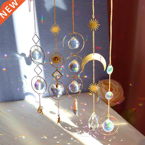 4/5PCS Crystal Wind Chime Star Moon Sun Pendant Dream Catch