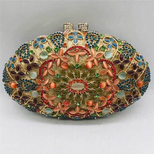 Latest Design Diamonds Beaded Flower Handbags Girls Elegant