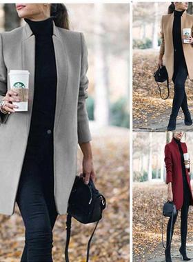S-XXXL秋冬女士立领毛呢外套Plush-size lady's woollen coat