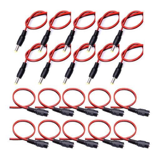 10PCS 5.5x2.1mm 24CM 12V 5A DC Power Male Female Jack Cable