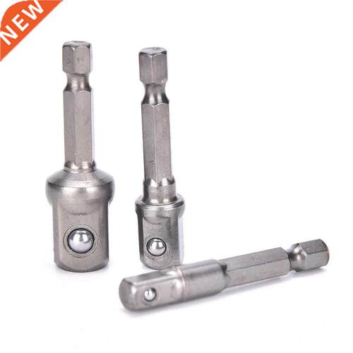 3pcs Chrome Vanadium Steel Socket Adapter Hex Shank to 1/4