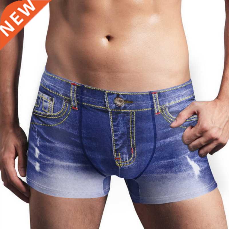 New Fashion Brand Men Denim Underwear 3D Sexy Boxers Jeans S