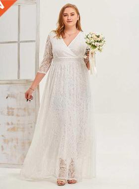 4xl Lge size white lace ladies pty evening gown大码礼服