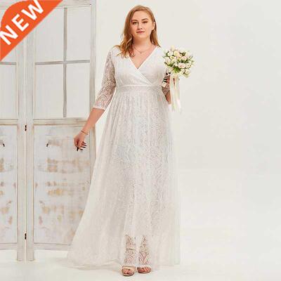 4xl Lge size white lace ladies pty evening gown大码礼服
