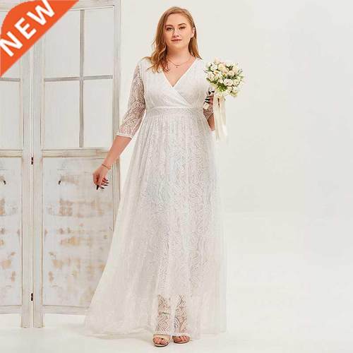 4xl Lge size white lace ladies pty evening gown大码礼服