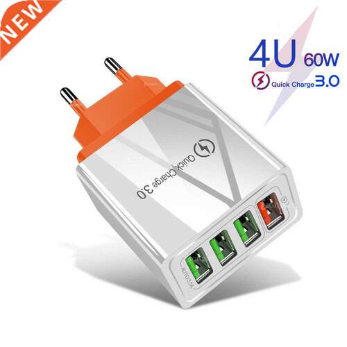 60W Quick Charge 3.0 USB Phone Charger Wall 4 Port QC3.0 Fas