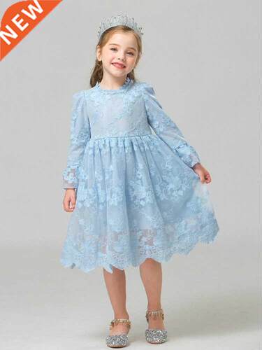 Winter Autumn Girl Lace Embroidery Long Sleeve Dress Childre