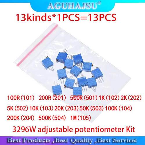 13kinds*1PCS=13PCS 3296W adjustable potentiometer Kit cont