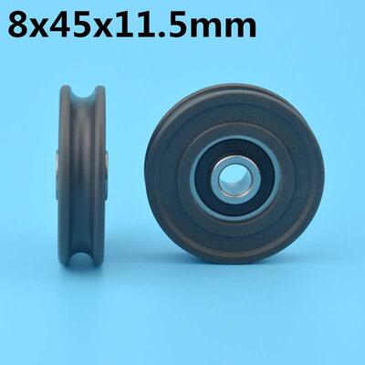 1Pcs 8x45x11.5 mm U groove Nylon Plastic Wheel With Bearings