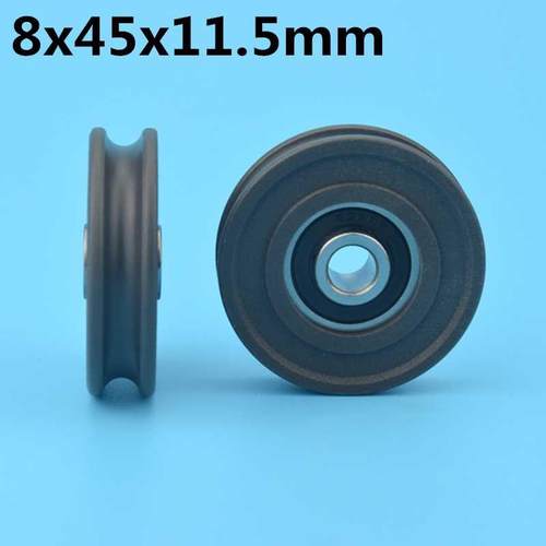 1Pcs 8x45x11.5 mm U groove Nylon Plastic Wheel With Bearings